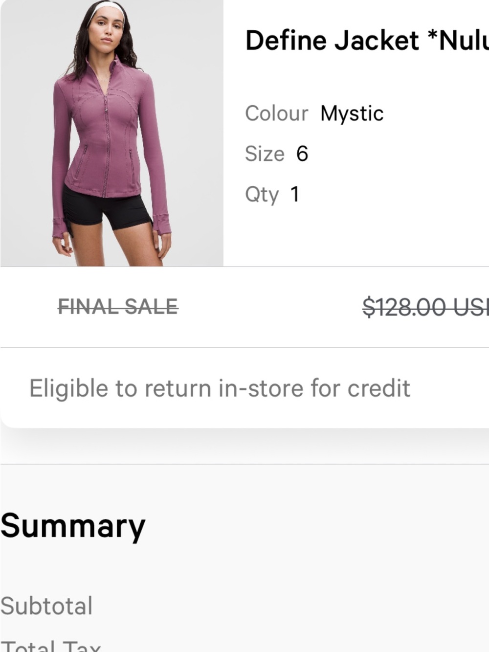 lululemon athletica plum zip-up jacket